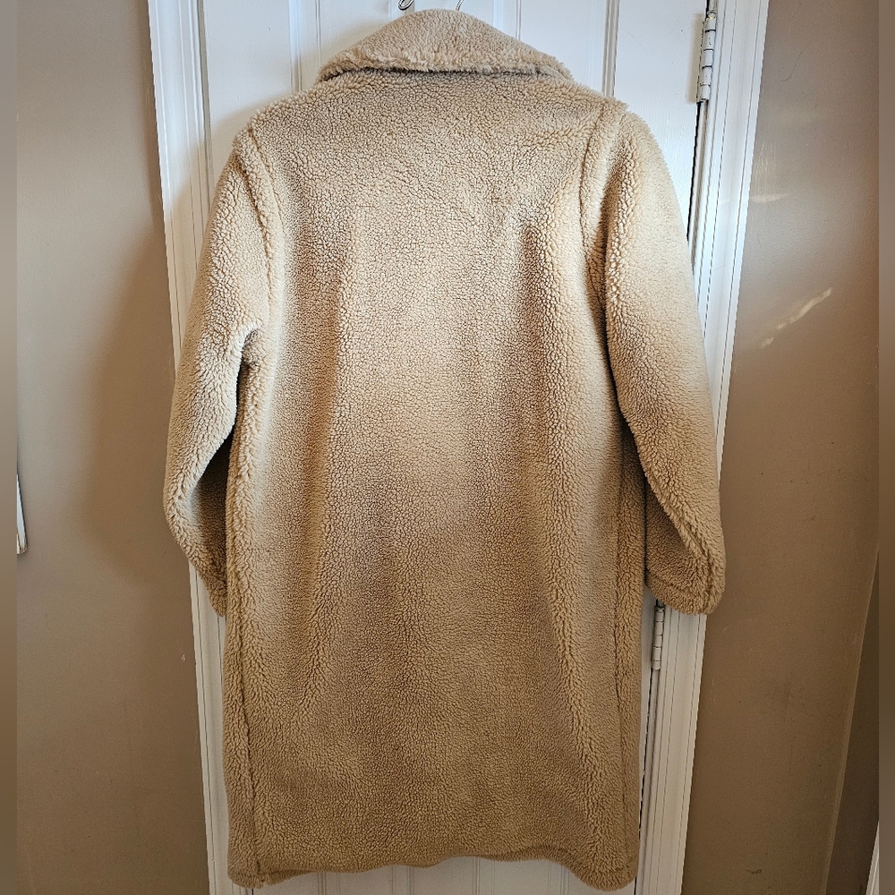 ALO Oversized Sherpa Teddy Trench Coat Zip Pockets Size XXS - Picture 3 of 8